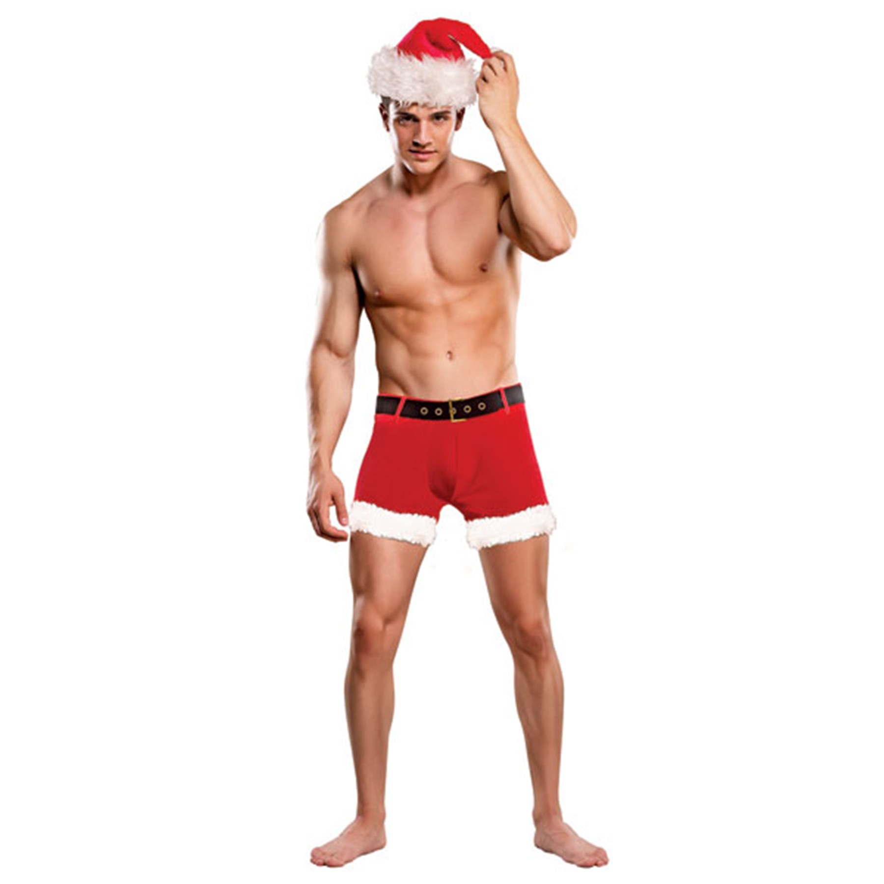male posed wearing Santa Claus attire