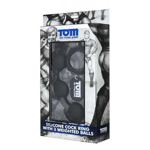 Tom of Finland Silicone Penis Ring With 3 Balls