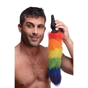 male with Rainbow Tail Anal Plug