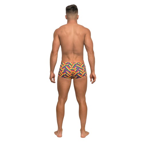 Brunette male wearing Pride Fest Mini Short