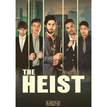 Five males modeling suits the heist