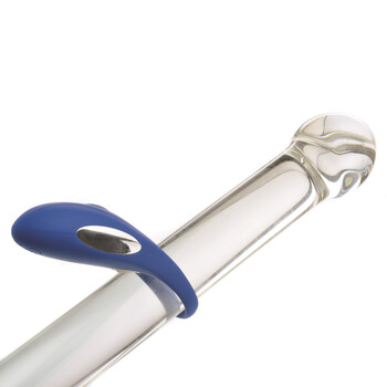 Rechargeable Cock Ring on glass dildo