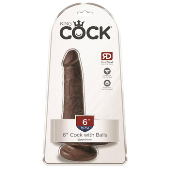 Kingcock 6-Inch Dildo W/Ballsm Brown