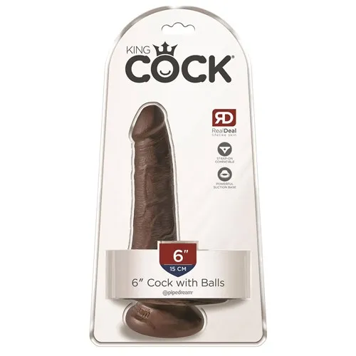 Kingcock 6-Inch Dildo W/Ballsm Brown