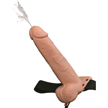 9" Hollow Squirting Strap-On white
