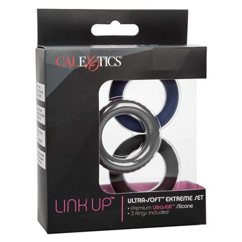 Link Up Ultra-soft Extreme Set cock rings on dildo packaging