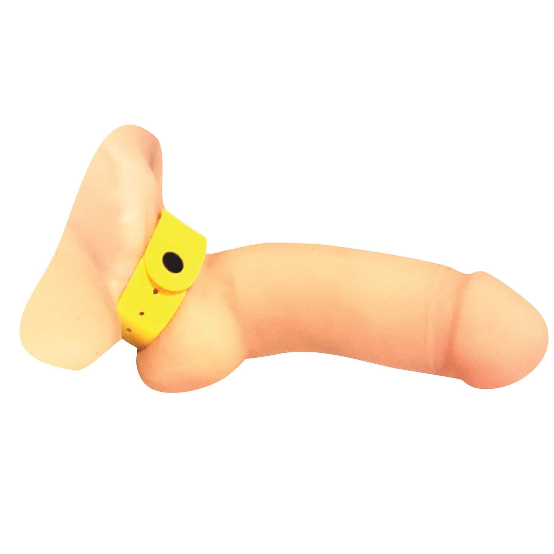 SNAPSTRAP 5X SILICONE COCKRING yellow on dildo