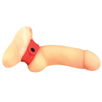 SNAPSTRAP 5X SILICONE COCKRING red on dildo