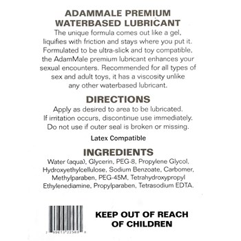 AdamMale waterbased lube ingredients