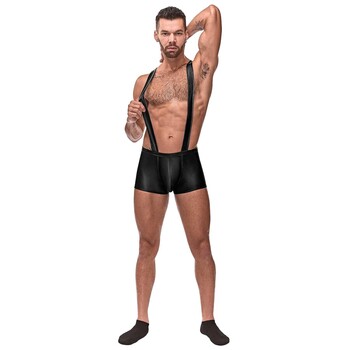 Cage Matte Black Singlet on male model front view