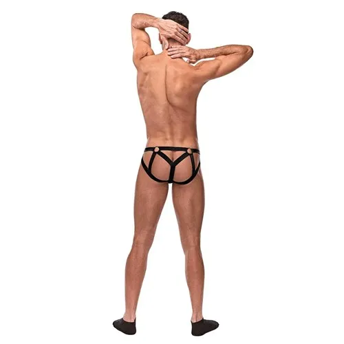 Cage Matte Strappy Ring Jock on male model frontal view