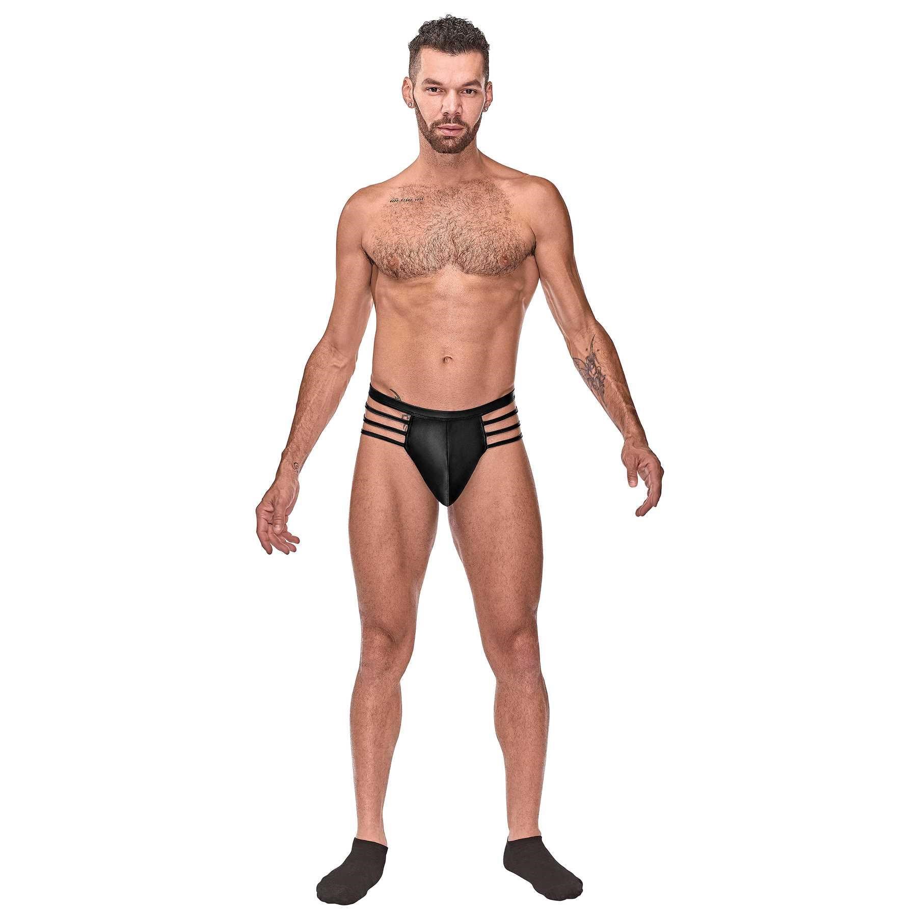 Cage Matte Thong on male model frontal view