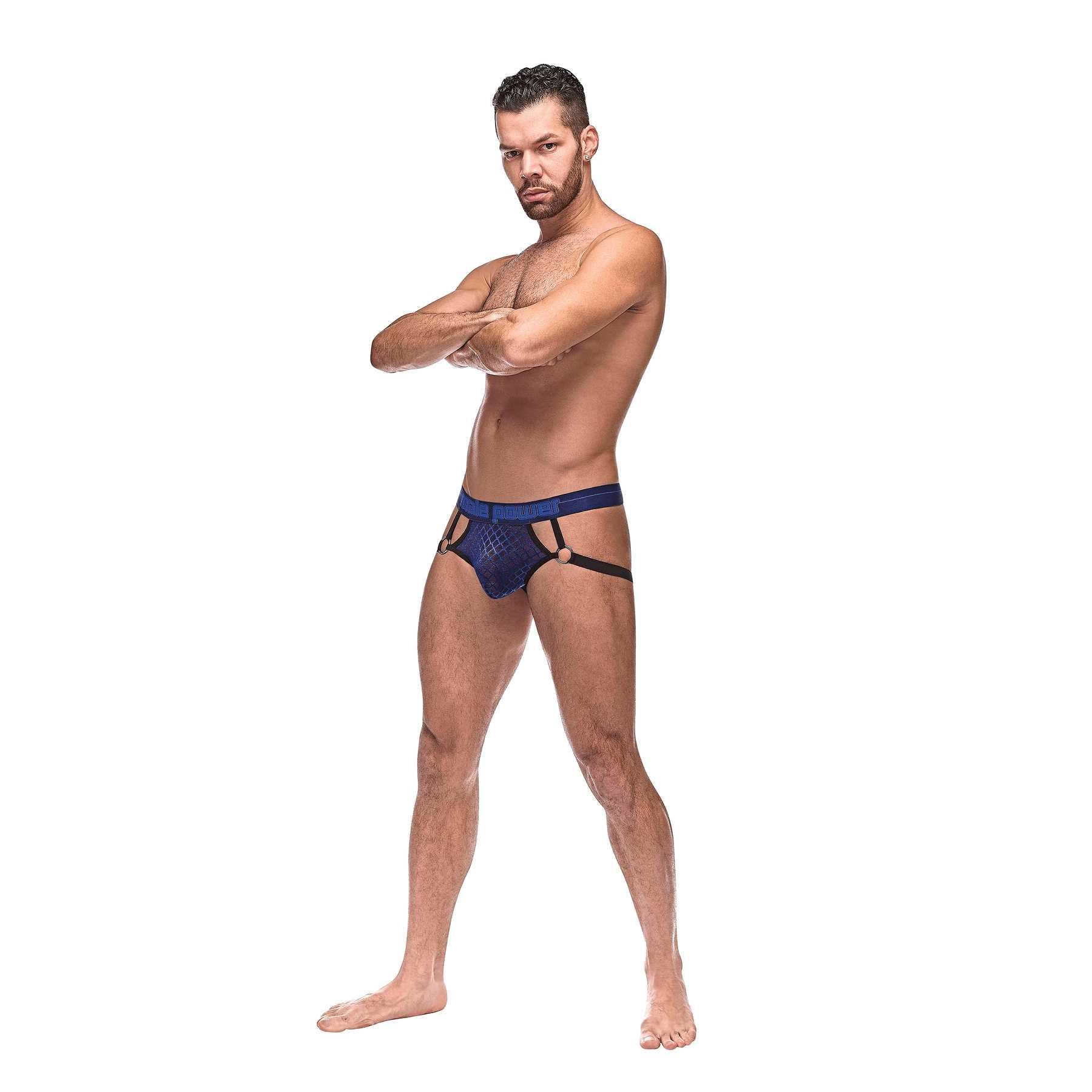 Diamond Mesh Jock Ring on male model frontal view