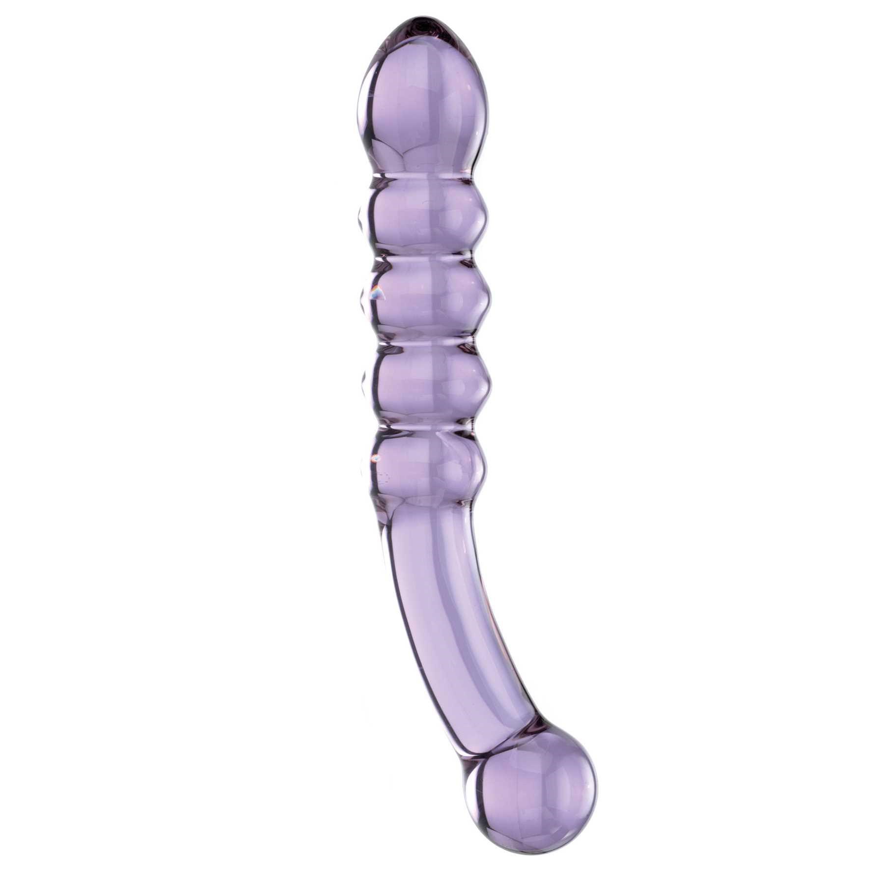 Glass Purple Rain Ribbed Glass Dildo