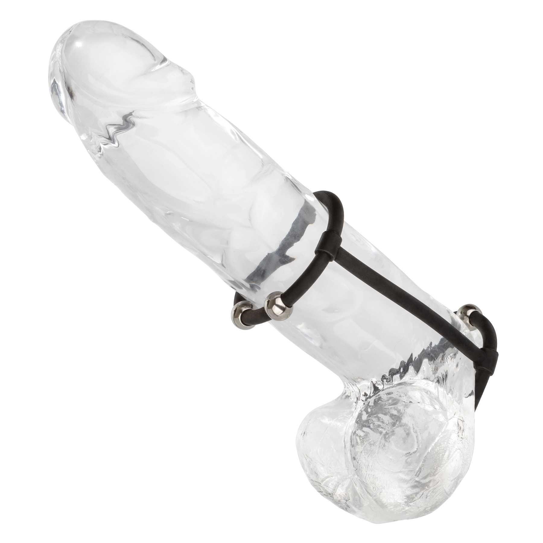 Steel Beaded Silicone Enhancer Cage on dildo