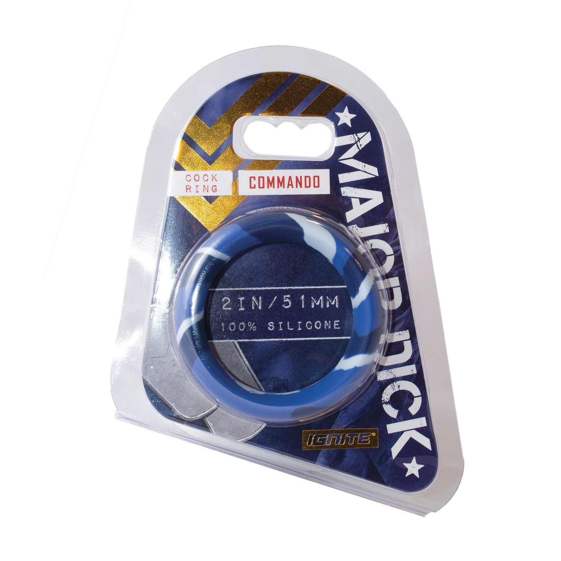  Major Dick Commando Cock Ring 2 Inch blue packaging