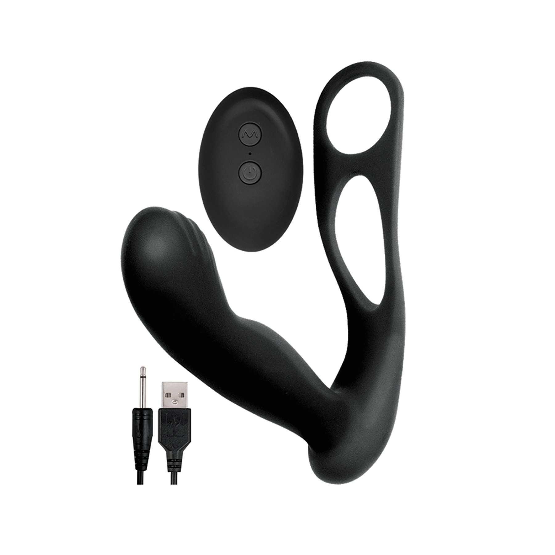 Butts Up Prostate Massager W.Scrotum & Cock Ring - Black