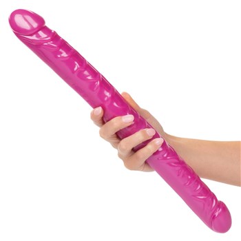 Size Queen 17 Inch Double Dong pink hand held