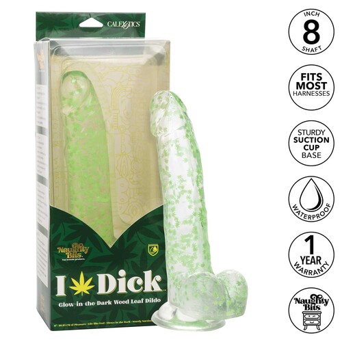 Naughty Bits Leaf Glow In The Dark Dildo packaging