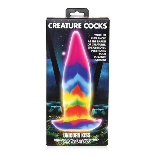 Unicorn Kiss - Glow-in-the-Dark Silicone Tongue Dildo packaging