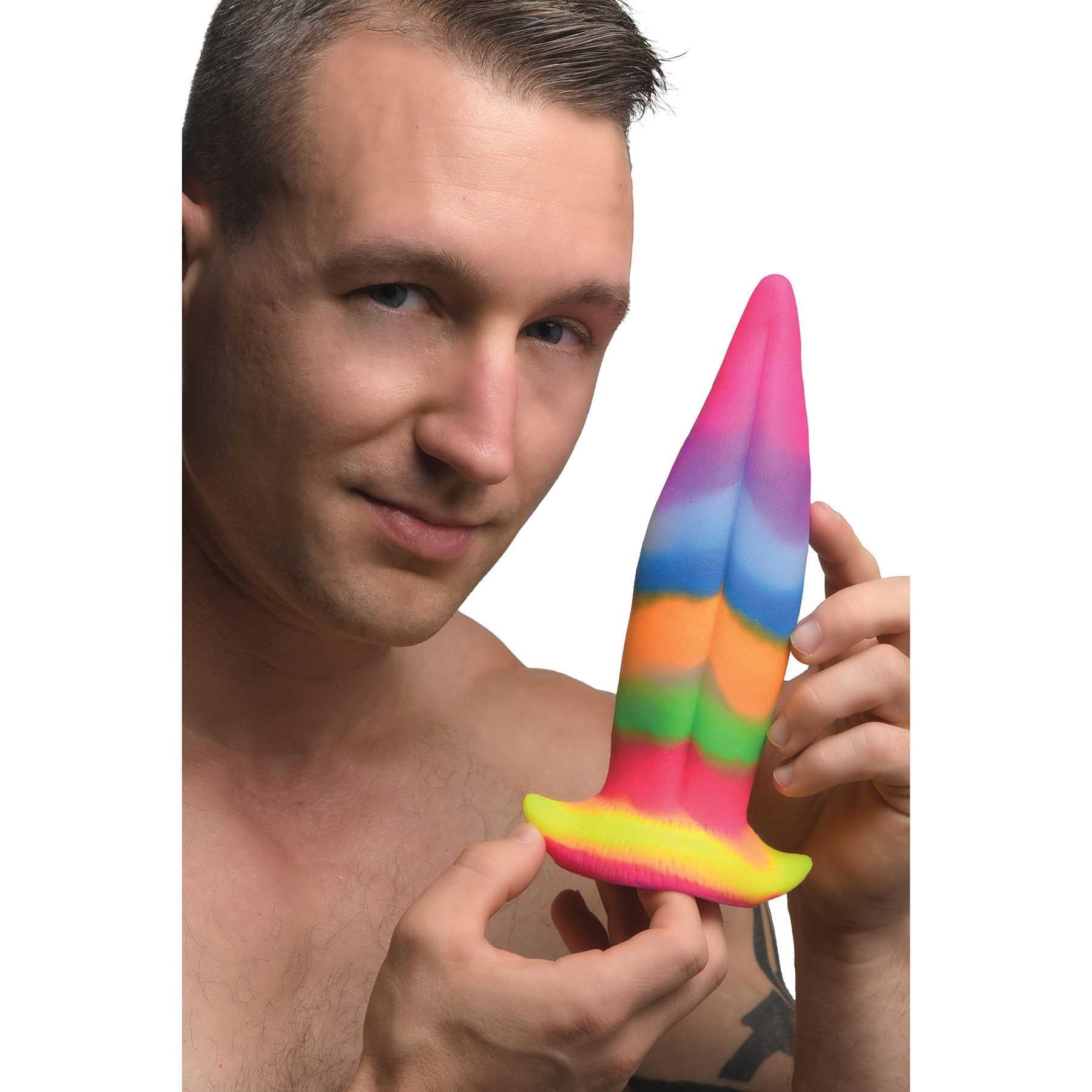 Unicorn Kiss - Glow-in-the-Dark Silicone Tongue Dildo hand held