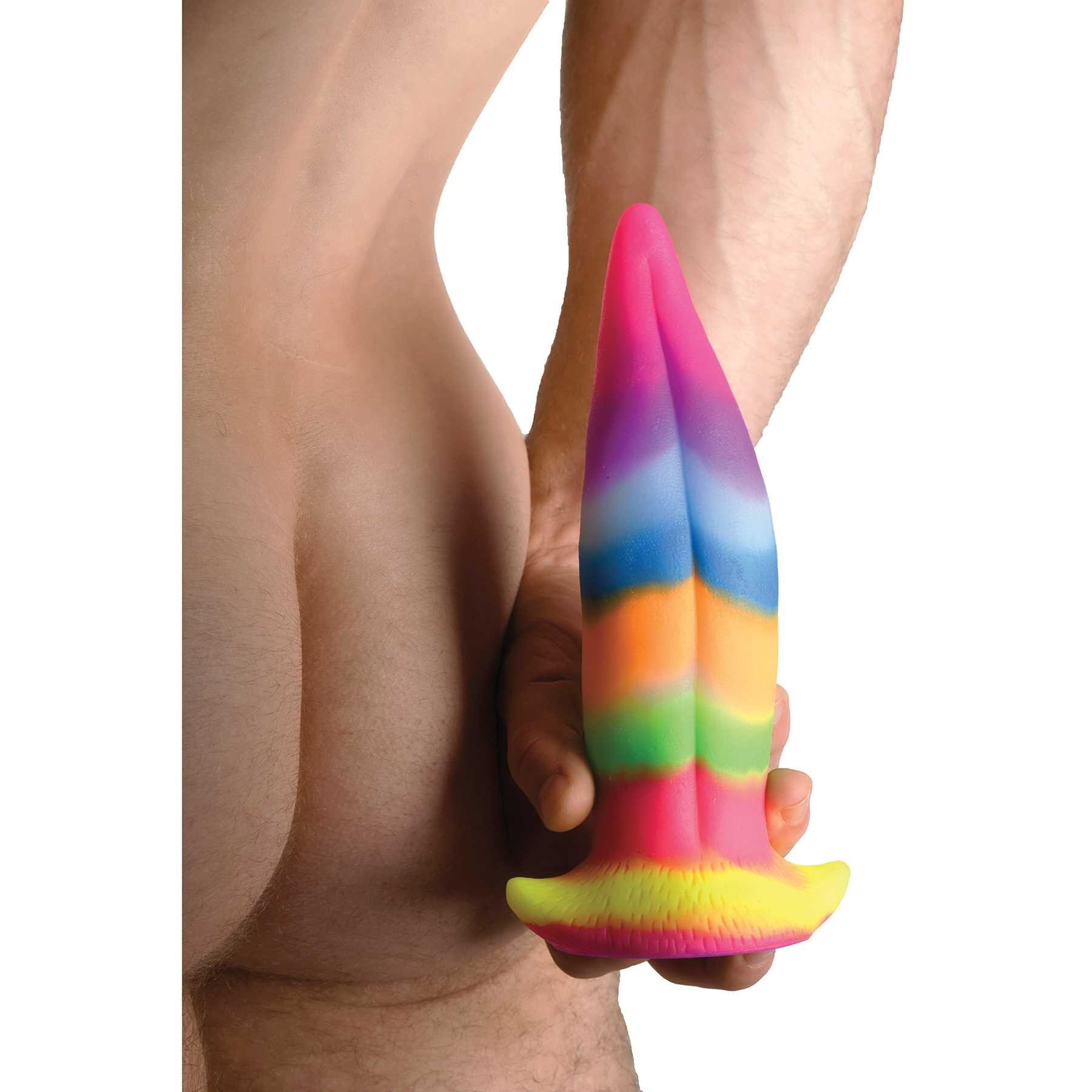 Unicorn Kiss - Glow-in-the-Dark Silicone Tongue Dildo hand held