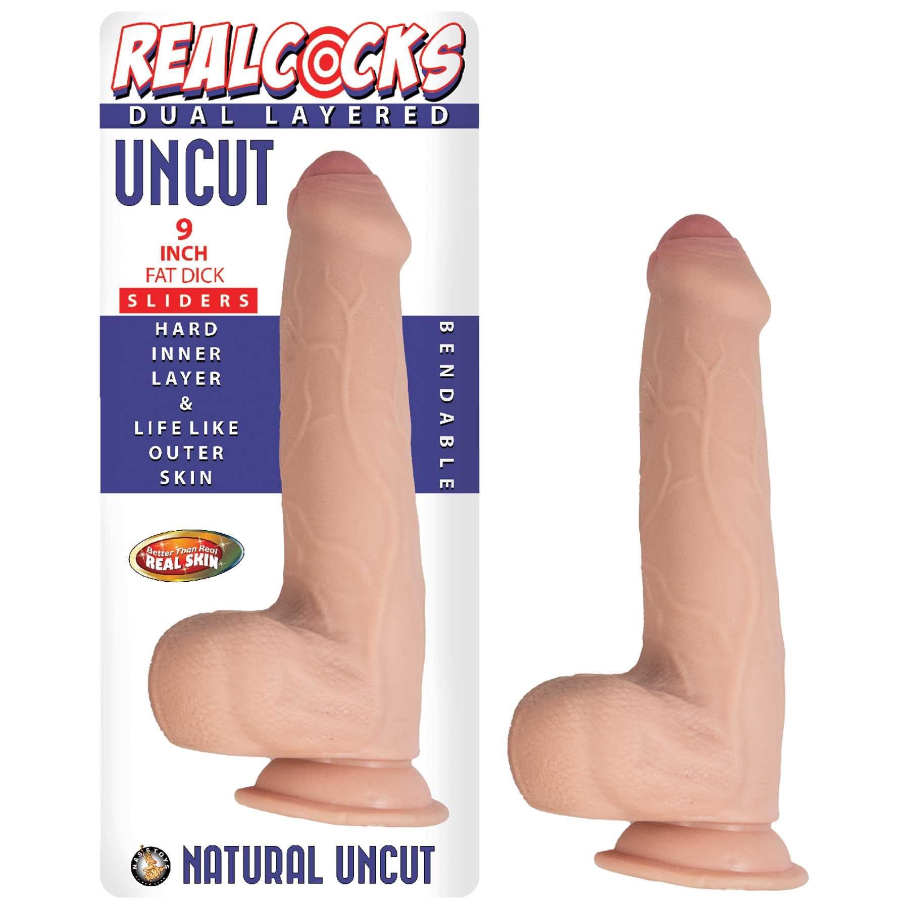 Realcocks 9 Inch Fat Dick Dual Layered Uncut Sliders Dildo