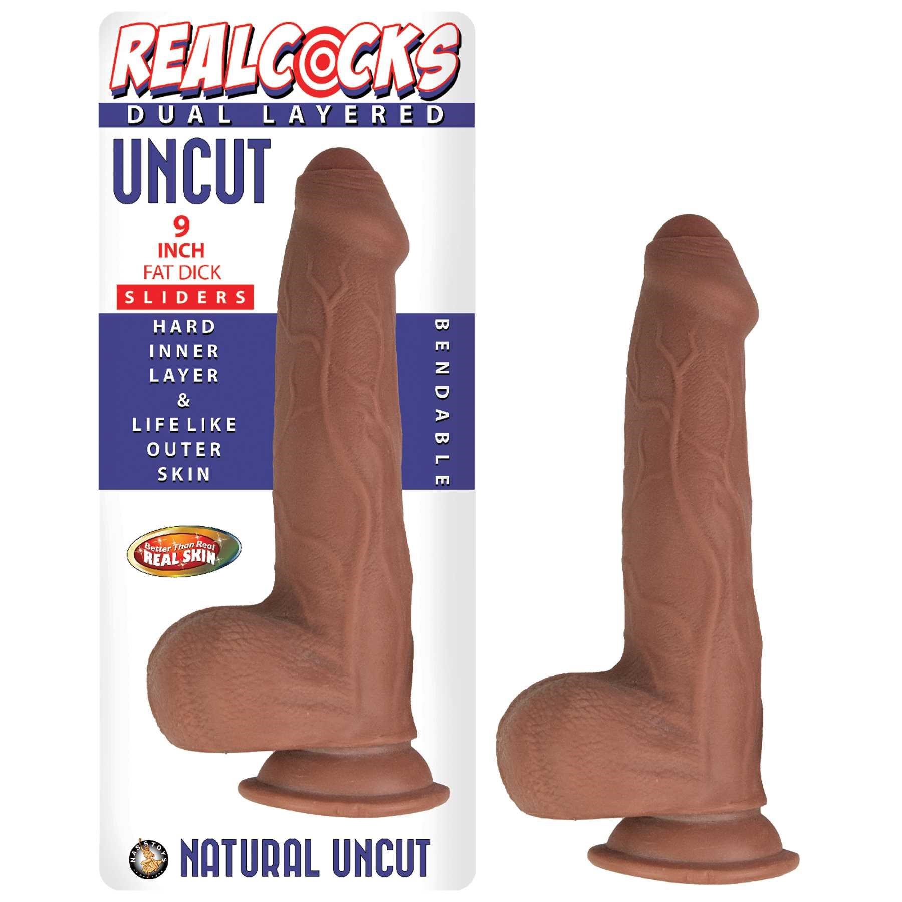 Realcocks 9 Inch Fat Dick Dual Layered Uncut Sliders Dildo