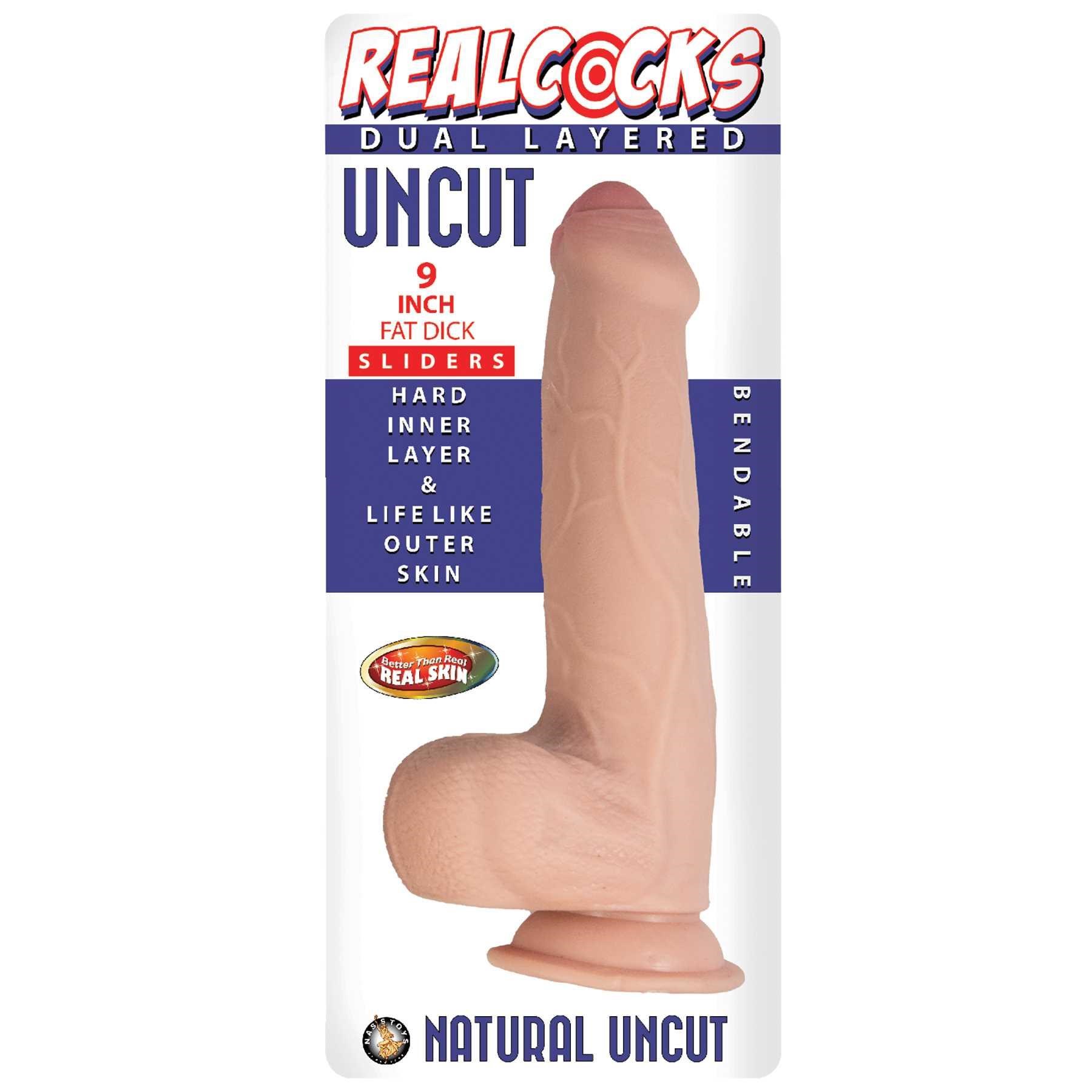 Realcocks 9 Inch Fat Dick Dual Layered Uncut Sliders Dildo