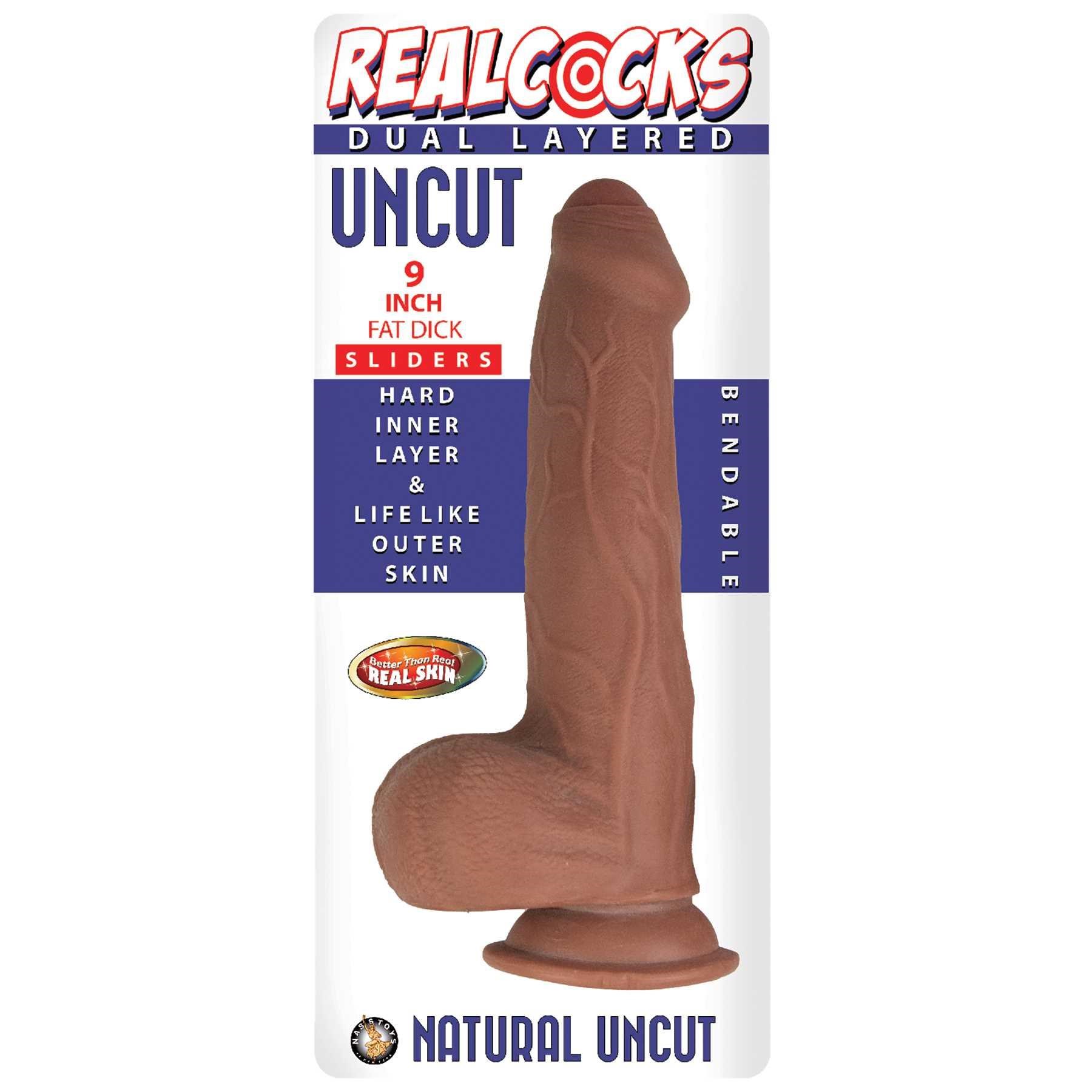 Realcocks 9 Inch Fat Dick Dual Layered Uncut Sliders Dildo