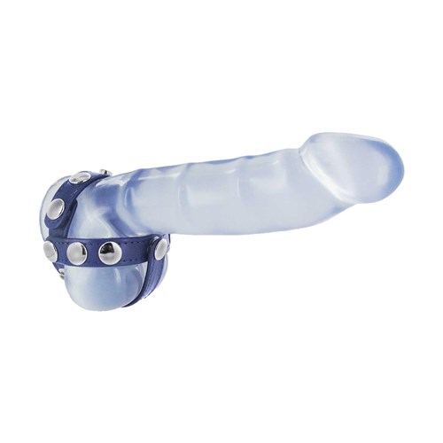 Cock and Ball Harness on dildo