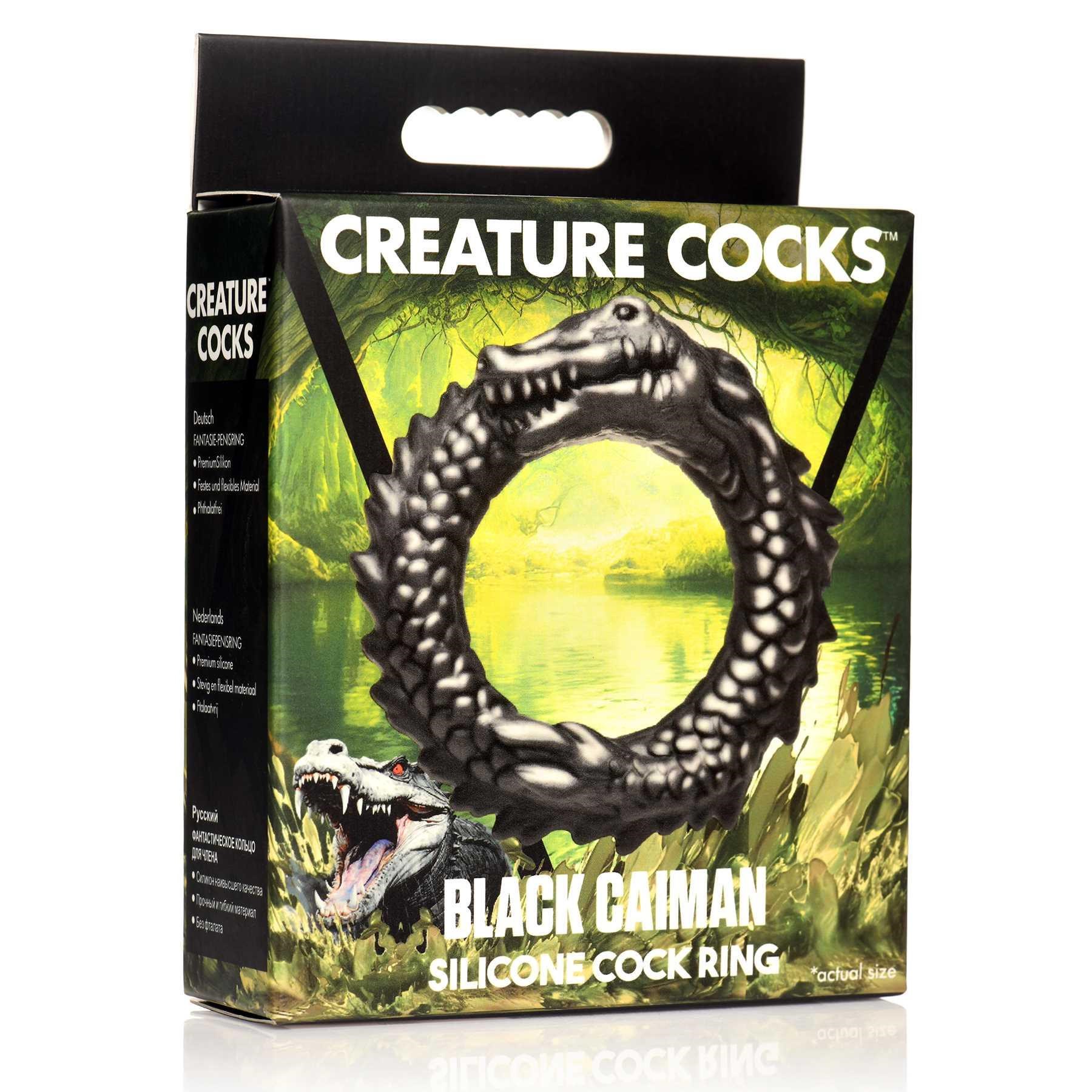 Creature Cocks Black Caiman Silicone Cock Ring packaging