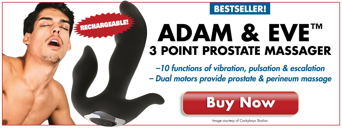 The Dual Motor 3 Point Prostate Massager From Adam & Eve Will curl your toes with its 10 settings of vibration, pulsation & escalation! 