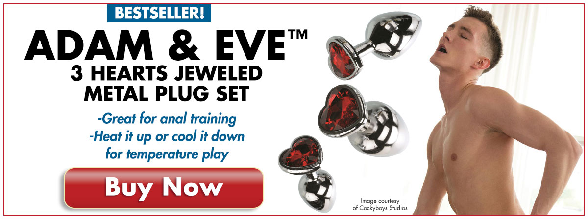 The Three Hearts Jeweled Metal Butt Plug Set From Adam & Eve - Put Some Bling In His Bussy Today!