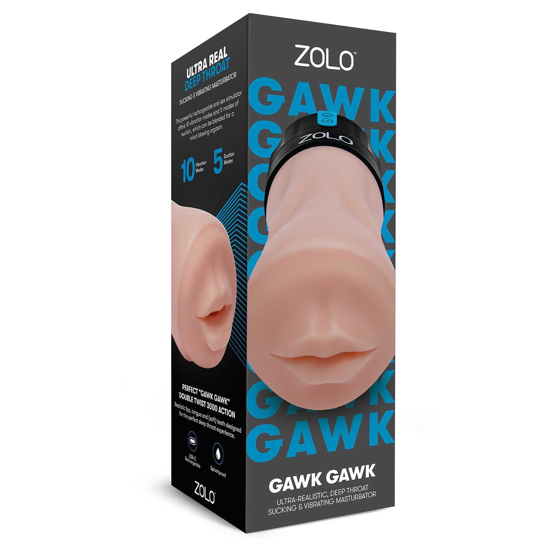 Zolo Gawk Gawk Deep Throat Sucking & Vibrating Masturbator packaging