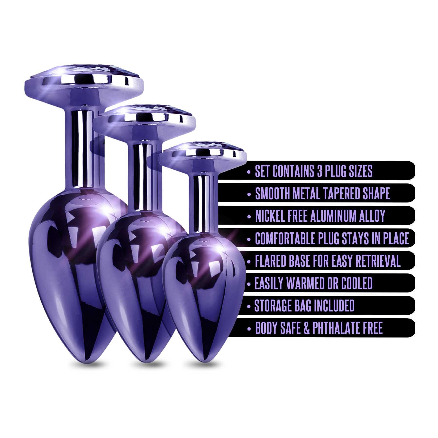 NIXIE Metal Butt Plug Trainer Set Metallic purple specifications