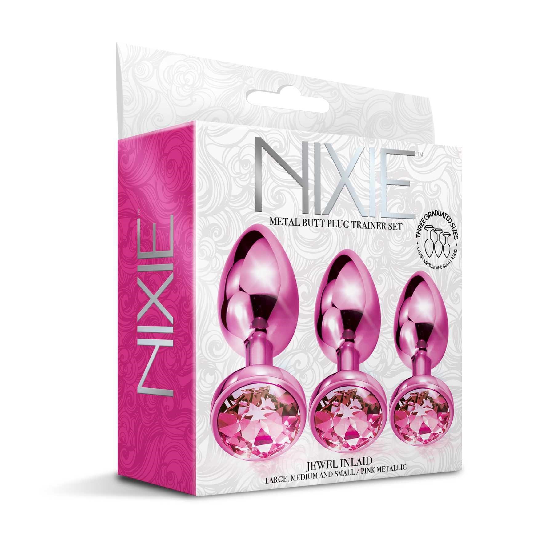 NIXIE Metal Butt Plug Trainer Set Metallic pink packaging