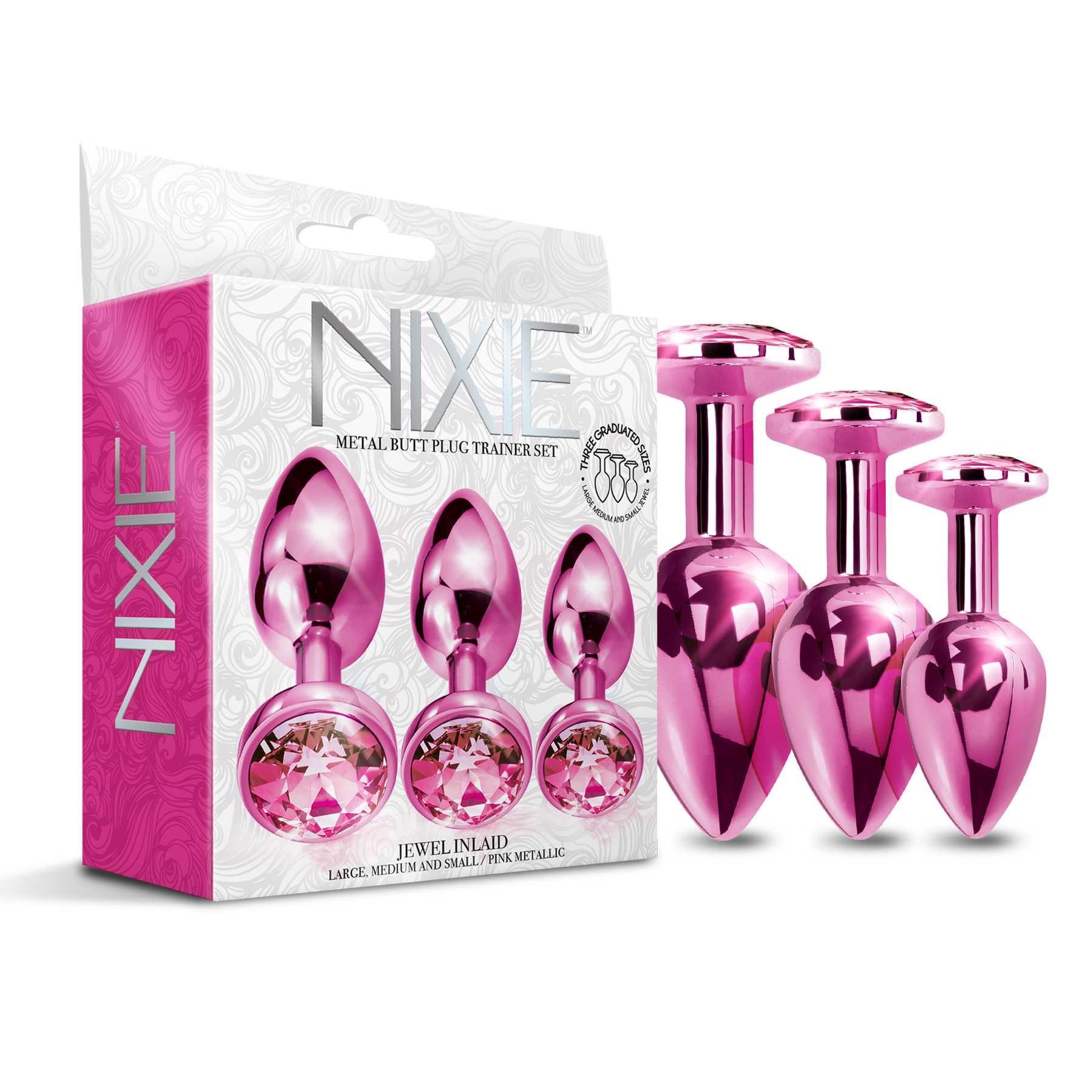 NIXIE Metal Butt Plug Trainer Set Metallic pink boxed set