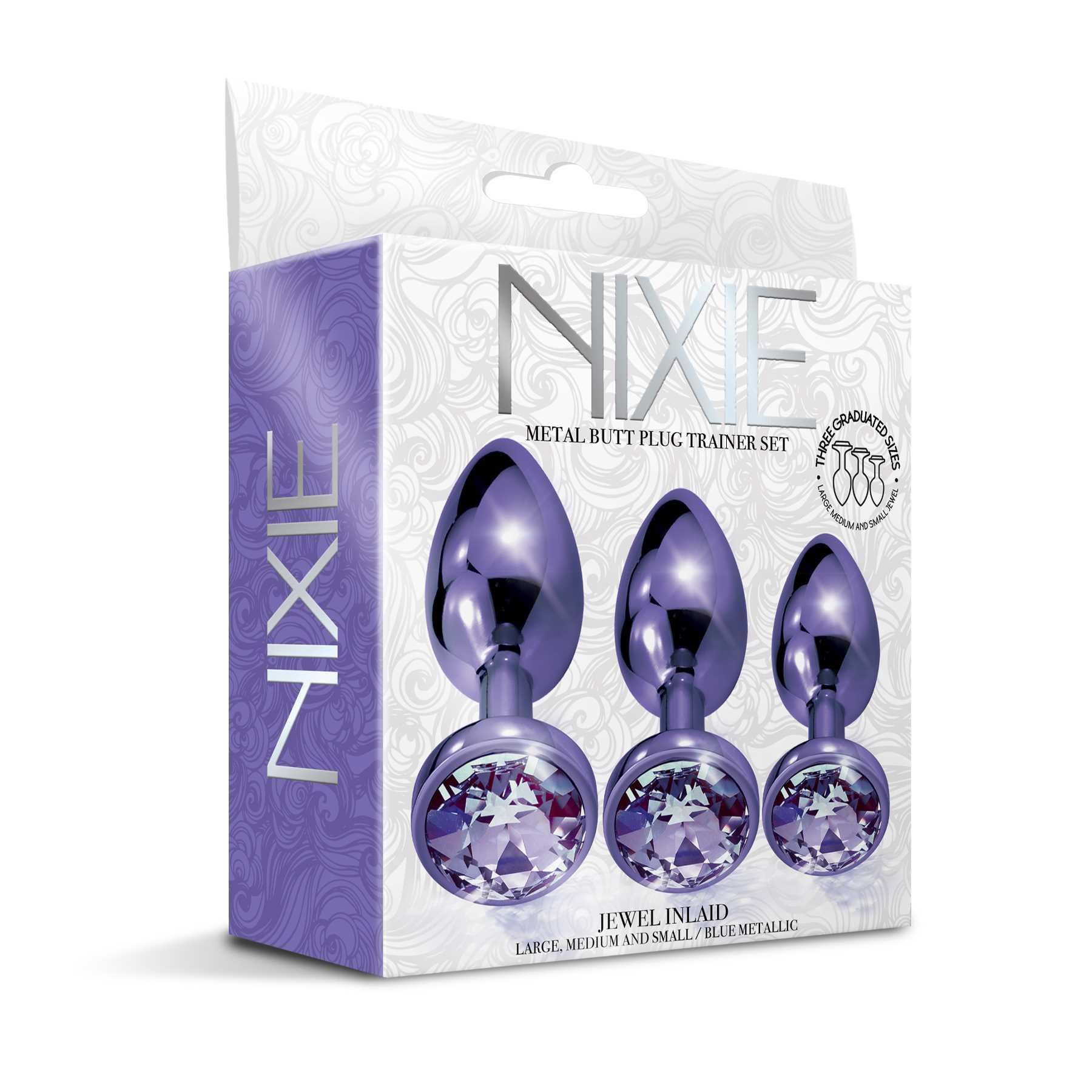 NIXIE Metal Butt Plug Trainer Set Metallic purple packaging