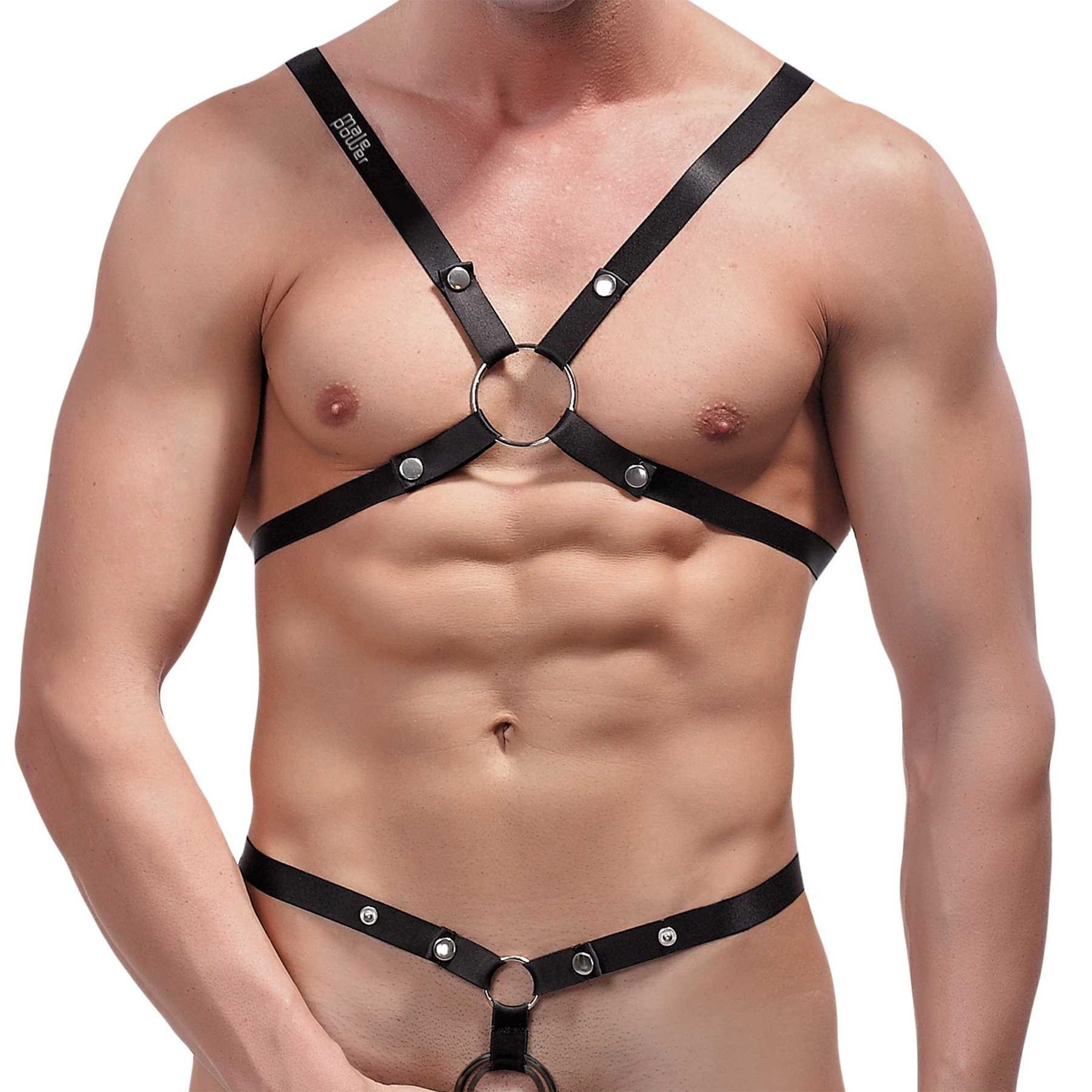 male model black body harness