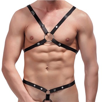 male model black body harness