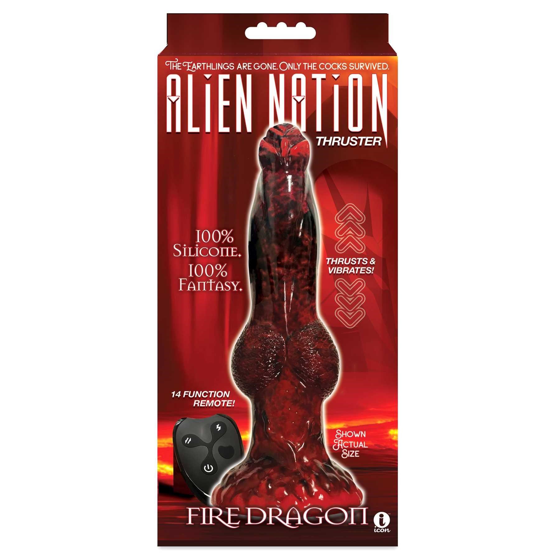 Alien Nation Fire Dragon Thrusting Dildo packaging