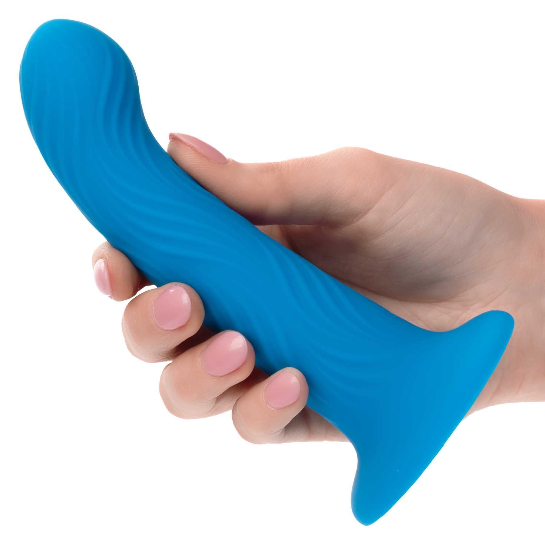Wave Rider Ripple Liquid Silicone Dildo hand held
