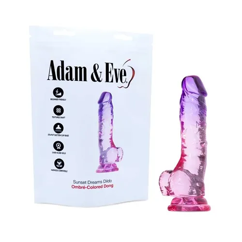 Ombre colored Dildo with balls packaging