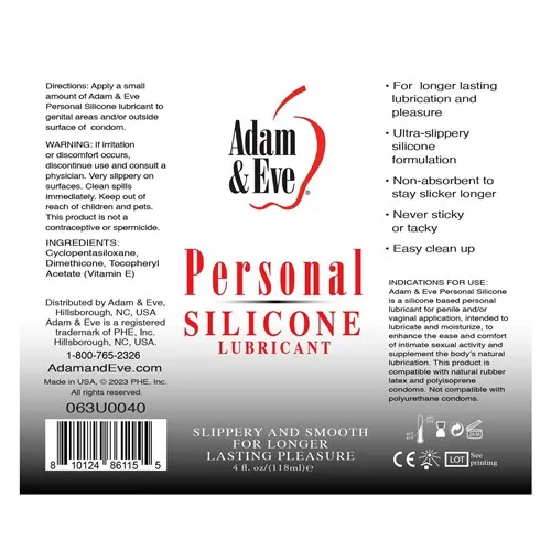 4 oz. ADAM & EVE PERSONAL SILICONE lube