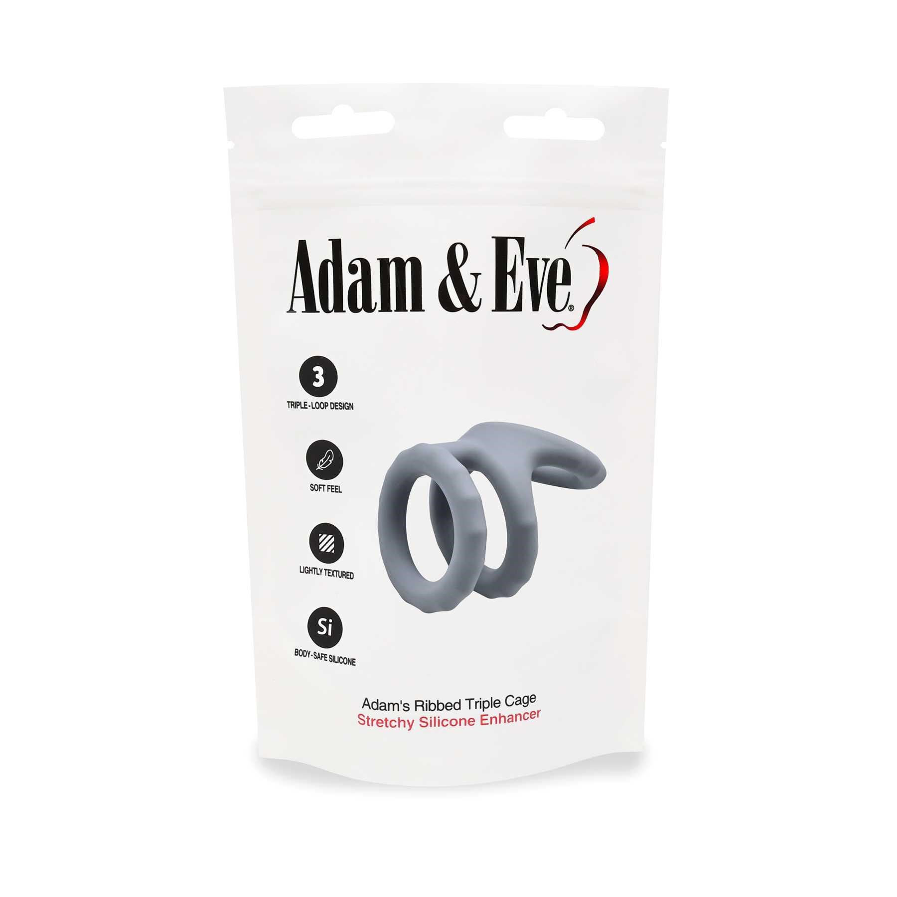 ADAM'S RIDGED TRIPLE Penis CAGE packaging