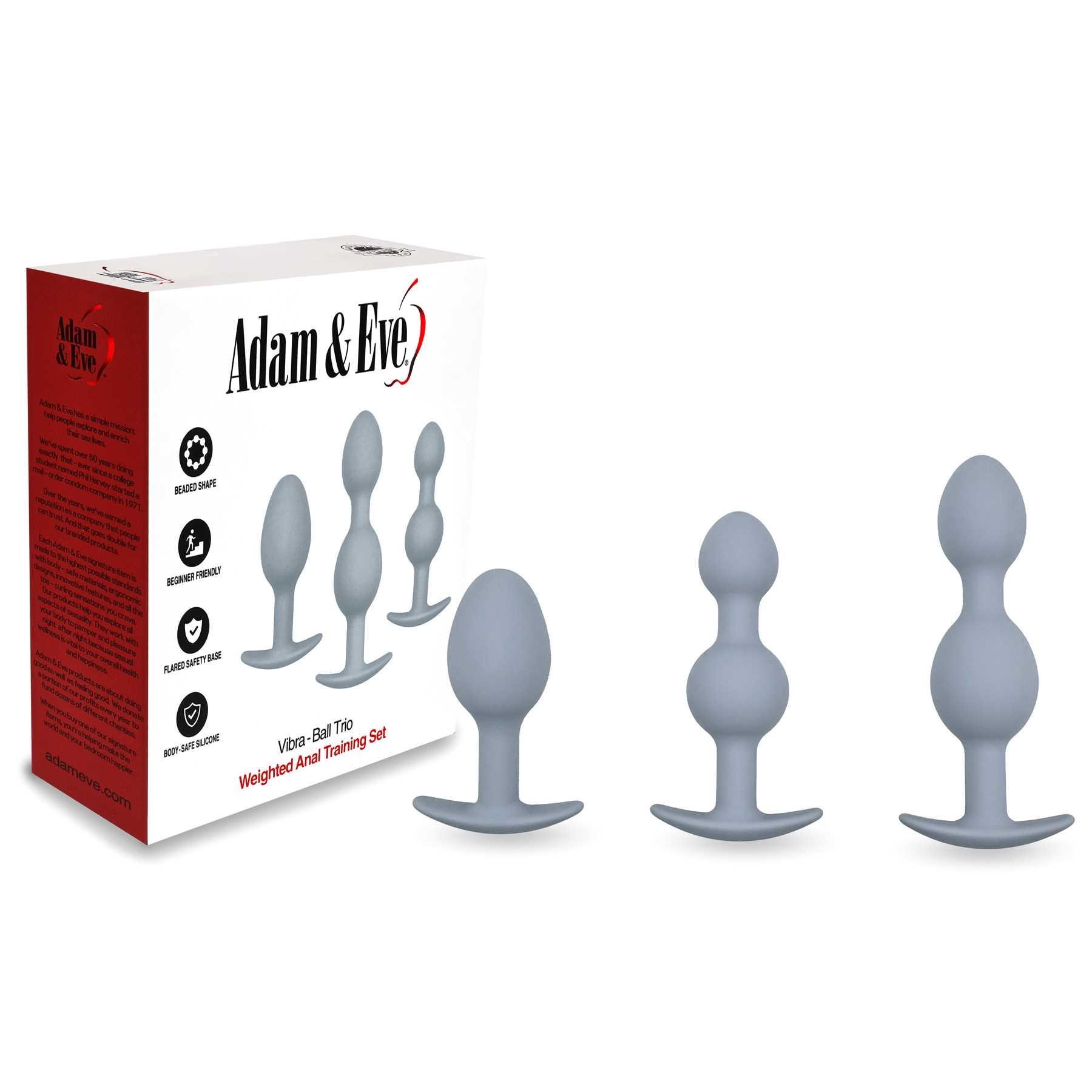 VIBRA-BALL TRIO WEIGHTED ANAL TRAINING product with package