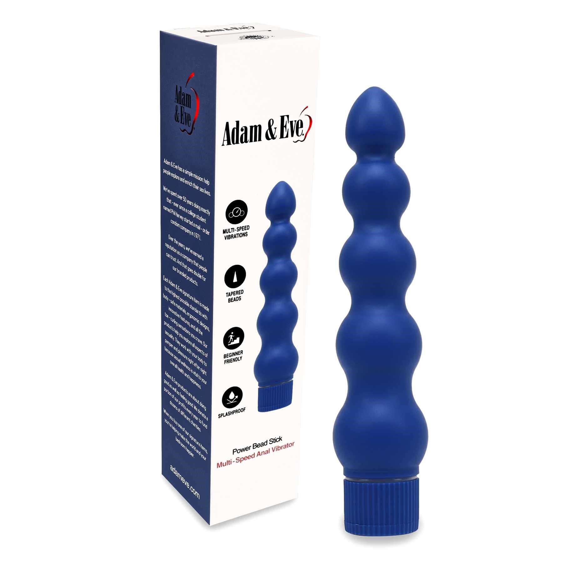 Adam & Eve Vibrating Power Beadstick package with product