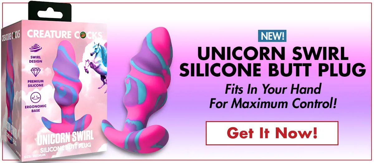Fits Perfectly In Your Hand For Maximum Control! Try The Unicorn Swirl Silicone Butt Plug Today!