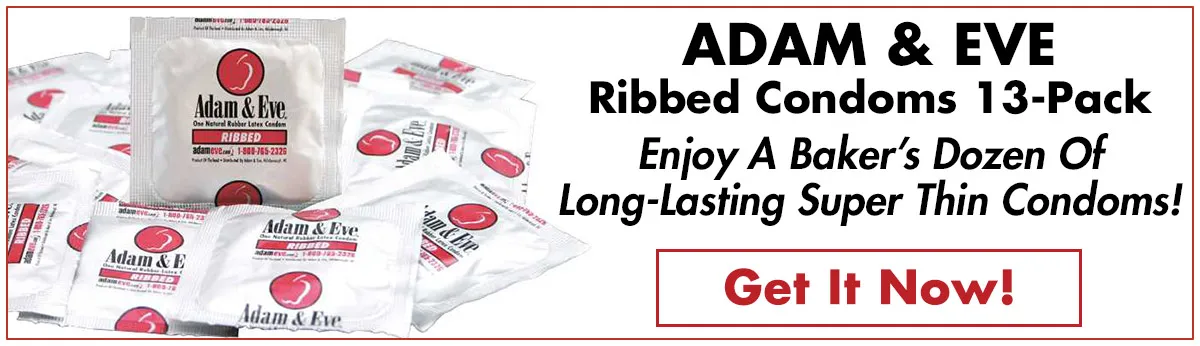 Enjoy A Baker's Dozen Of Adam & Eve's Long Lasting Super Thin Condoms! 